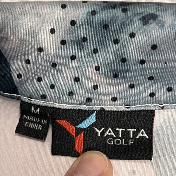 Yatta Golf Womens Polo Shirt Medium Pink Black Geometric Print Performance Top - Picture 6 of 11